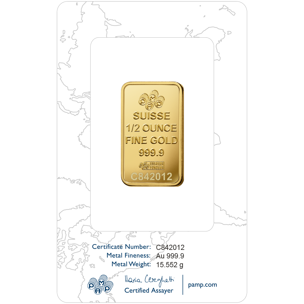 Gold Bar PAMP Rosa 1/2oz